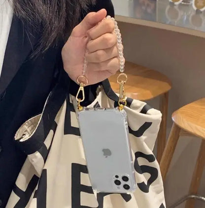 Pearl Bracelet Chain Phone case For iPhone 16 15 14 13 12 11 Pro X XS Max XR 7 8 Plus Shockproof Protection Cover