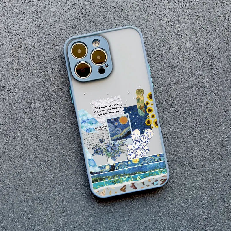 Art Painting Phone Cases For iPhone 11 12 13 14 15 16 Pro Max 15 14 Plus 13 12 Mini X XS XR 7 8 Plus SE2 Shockproof Case Cover