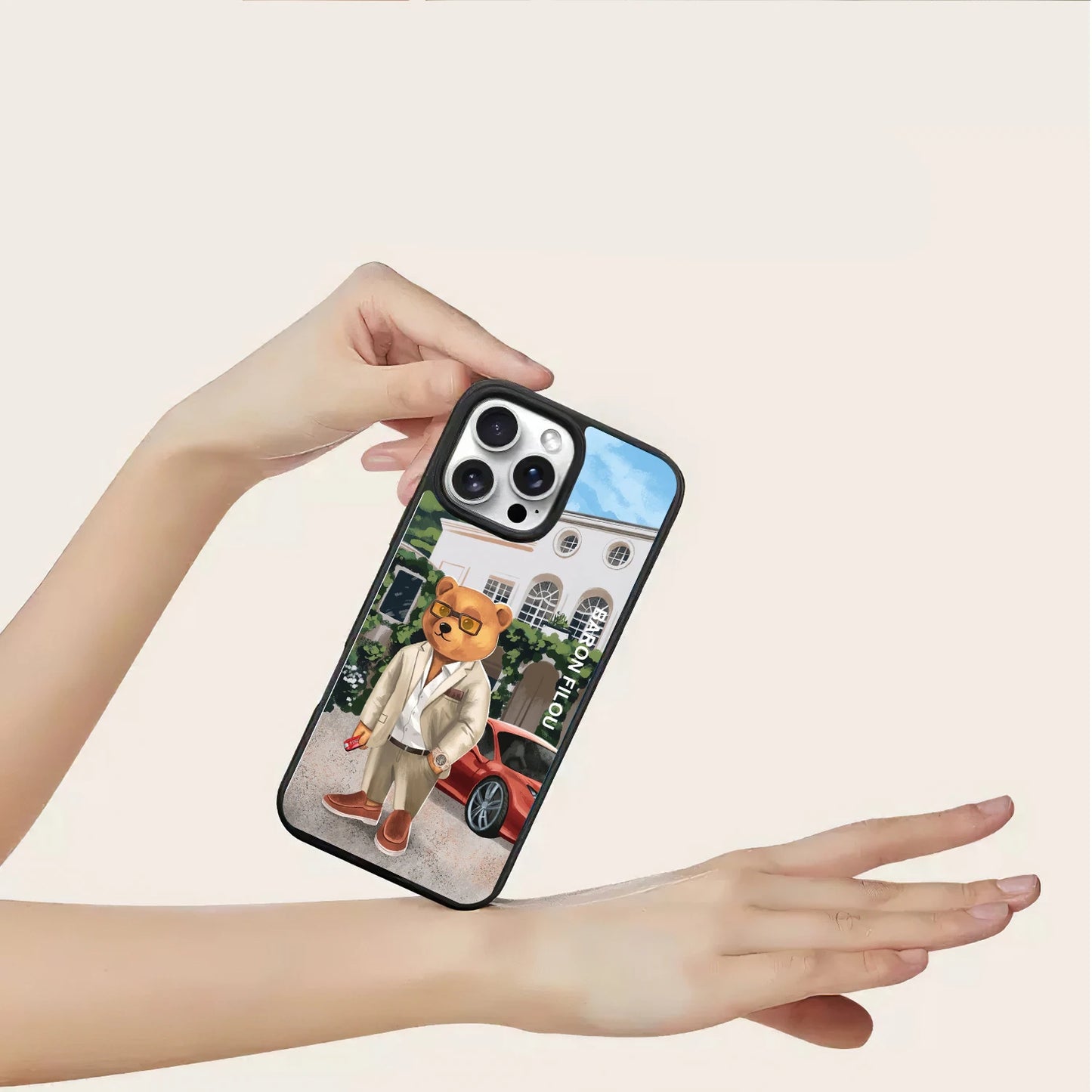 BARON FILOU bear phone case for iphone 16 15 14 13 12 11 pro max plus cover Luxury car fashion  funda sport Skiing cases carcasa