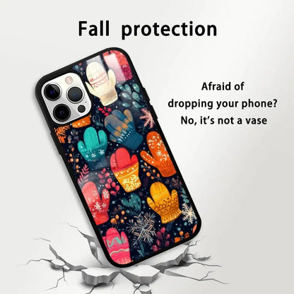 Christmas Gloves Cool Phone Case For IPhone 16 15 14 13 12 11 Pro Max Plus Mini Plus Hard Mirror Surface Protect Funda