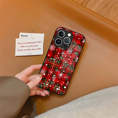 Christmas Phone Case Tempered Glass For iPhone 16 15 13 14 12 11 Pro XS Max Plus Mini SE2020 Coque