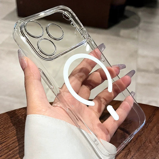 Magnetic Transparent Phone Cases Slim Anti Yellowing Drop Protection Shockproof Phone Cover for IPhone 17 ProMax 17 Air 17Pro