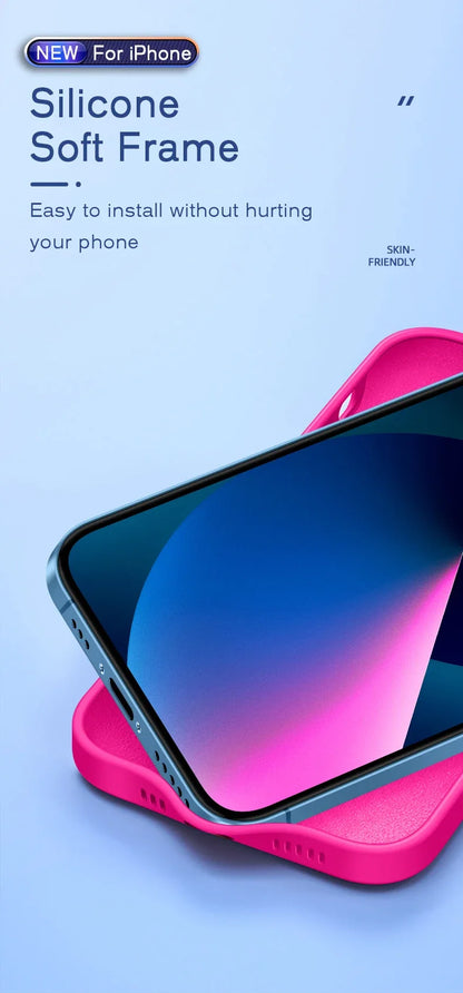 Luxury Silicone Antiskid Phone Case For iPhone 17 Air 16 15 14 13 11 12 Pro Max 16 Plus Shockproof Full Lens Protection Cover