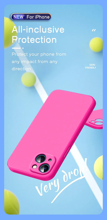 Luxury Silicone Antiskid Phone Case For iPhone 17 Air 16 15 14 13 11 12 Pro Max 16 Plus Shockproof Full Lens Protection Cover