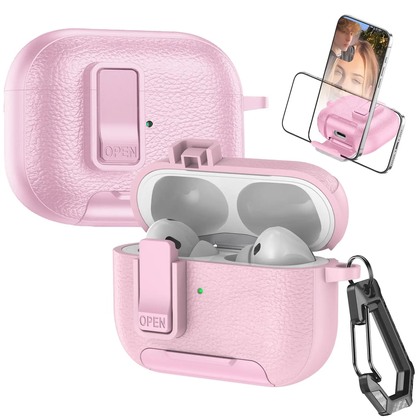 for AirPods Pro 3 Case with Phone Stand&Safety Lock Shockproof Protective Cover with Cleaner Kit for Women Men for AirPods Pro 3