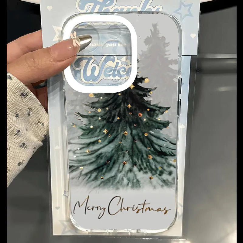 Christmas Tree Santa Claus Clear Phone Case For iPhone 16 Cases iPhone 17 Air 14 12 13 15 Pro Max XS X XR 8 7 Plus TPU Cover