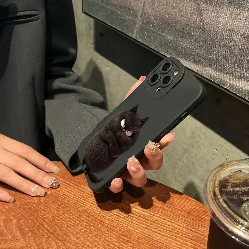 Lovely Cool Cat Phone Case For iPhone 16 15 14 13 12 11 Pro Max XR XS Max 7 8 Plus Phone Case Shockproof Silicone Soft Cover