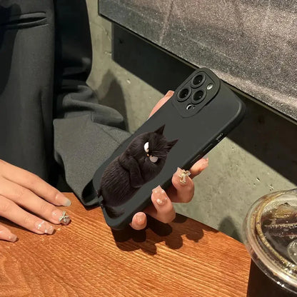 Lovely Cool Cat Phone Case For iPhone 16 15 14 13 12 11 Pro Max XR XS Max 7 8 Plus Phone Case Shockproof Silicone Soft Cover