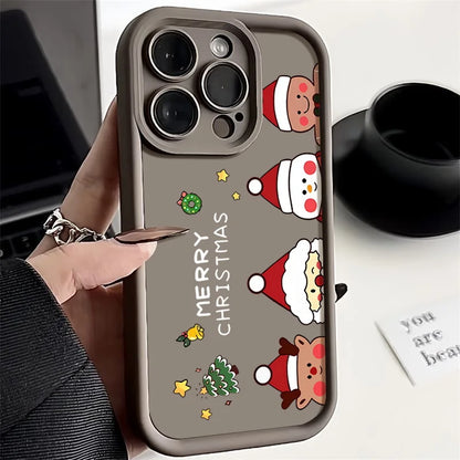 Merry Christmas Phone Case For iPhone 16e 16 Pro Max 15 14 Plus 13 12 Pro Max 11 Soft TPU Silicone Back Cover New Year Gift