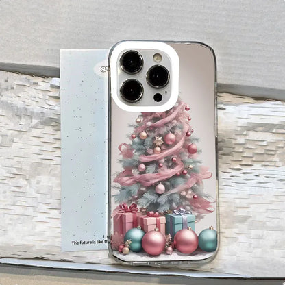 Christmas Tree Santa Claus Clear Phone Case For iPhone 16 Cases iPhone 17 Air 14 12 13 15 Pro Max XS X XR 8 7 Plus TPU Cover
