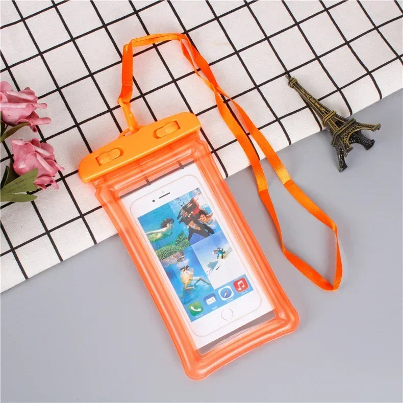 2025 Waterproof Swimming Mobile Phone Cases Macron AirBag Hanging Neck Cases Diving Skiing Phone Bag for All Phones 7 Inch