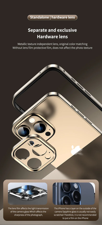 Camera Protection + Hybrid Silicone Frame Aluminum Metal Phone Case For iPhone 16 15 14 13 Pro Max Better Heat Bumper
