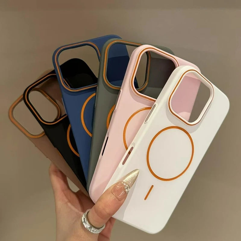 Luxury Magsafe Wireless Charging PC Phone Cases For iPhone 12 13 14 15 16 Pro Max Plus Matte Magnetic Bumper Cases Cover