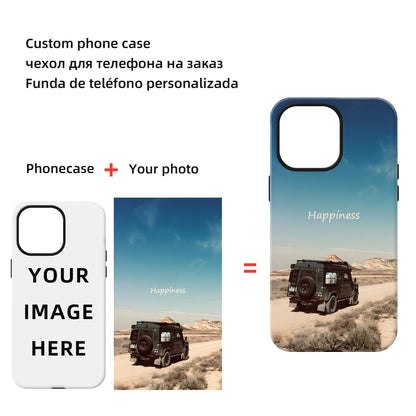 Korean Custom Image Tough Phone Case for iPhone 16 15 14 13 12 Pro Max Plus  11 Cover Personalized Design Picture DIY Photo