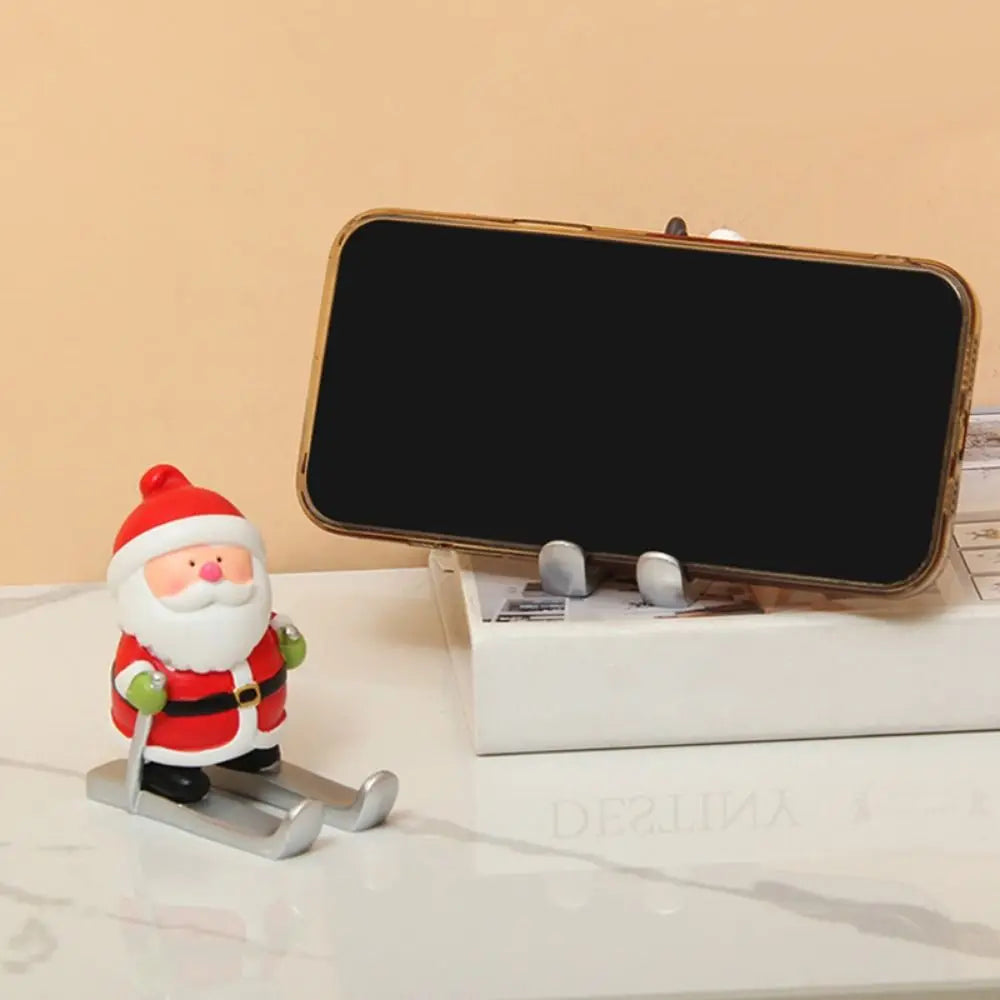 Christmas Style Santa Claus Phone Holder Cartoon Snowman/Penguin/Elk Phone Stand Resin Simulation Phone Support Home Desk
