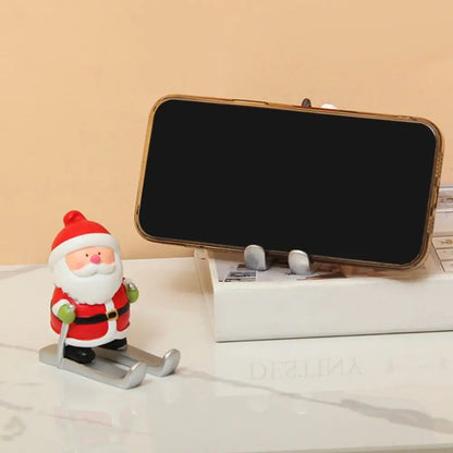 Christmas Style Santa Claus Phone Holder Cartoon Snowman/Penguin/Elk Phone Stand Resin Simulation Phone Support Home Desk