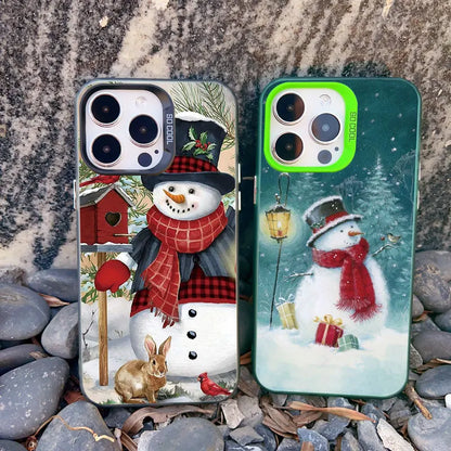 Christmas New Year Gifts Elk Snow Phone Case For iPhone 13 14 Pro Max 16 15 11 12 Mini Pro Max 15 14 Plus Shockproof Laser Cover