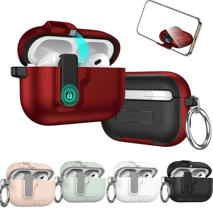 Phone Stand Case for Airpods Pro 3 Security Lock Cover Shockproof TPU+PC Headphone Fundas for AirPods Pro3 Pro 3rd Gen