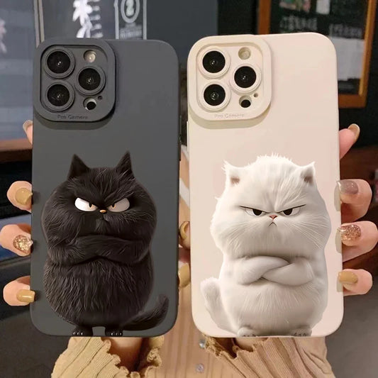 Lovely Cool Cat Phone Case For iPhone 16 15 14 13 12 11 Pro Max XR XS Max 7 8 Plus Phone Case Shockproof Silicone Soft Cover