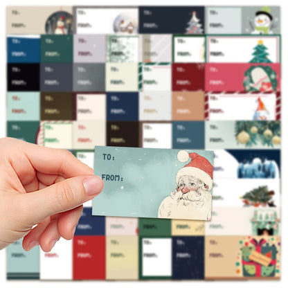 60PCS Christmas Stickers Christmas Gifts Handwritten Phone Cases Decoration Waterproof Stationery Stickers