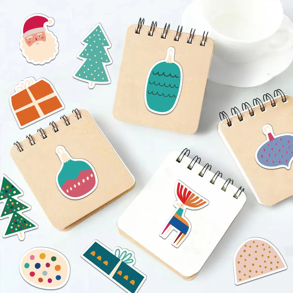 64PCS Creative Christmas Cute Cartoon Stickers Phone Case Decoration DIY Notebook Water Cup Phone Case Personalized Stickers