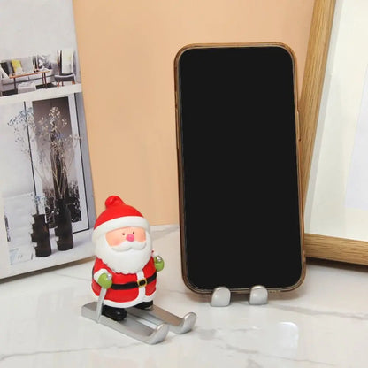 Christmas Style Santa Claus Phone Holder Cartoon Snowman/Penguin/Elk Phone Stand Resin Simulation Phone Support Home Desk