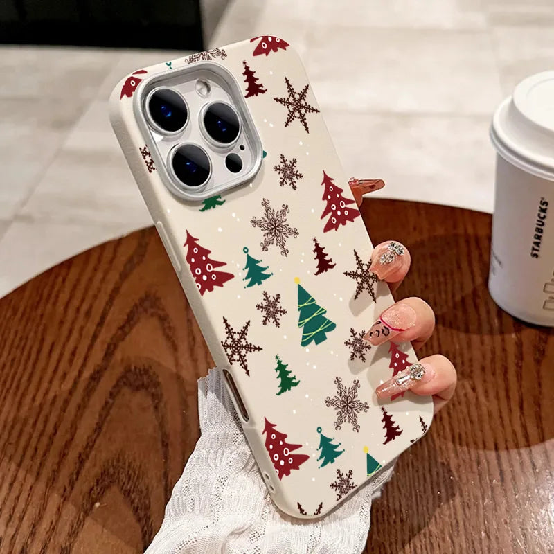 Christmas Tree Graphic Phone Case For iPhone 17 16 15 14 13 12 11 Pro Max X XR XS SE2 8 7 Plus Pro Air Matte Leather Back Cover