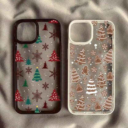 Christmas Tree Snowman Transparent Phone Case For iPhone 17 16 15 Pro Max Plus 14 13 12 11 17 Air Fashionable Shockproof Cover