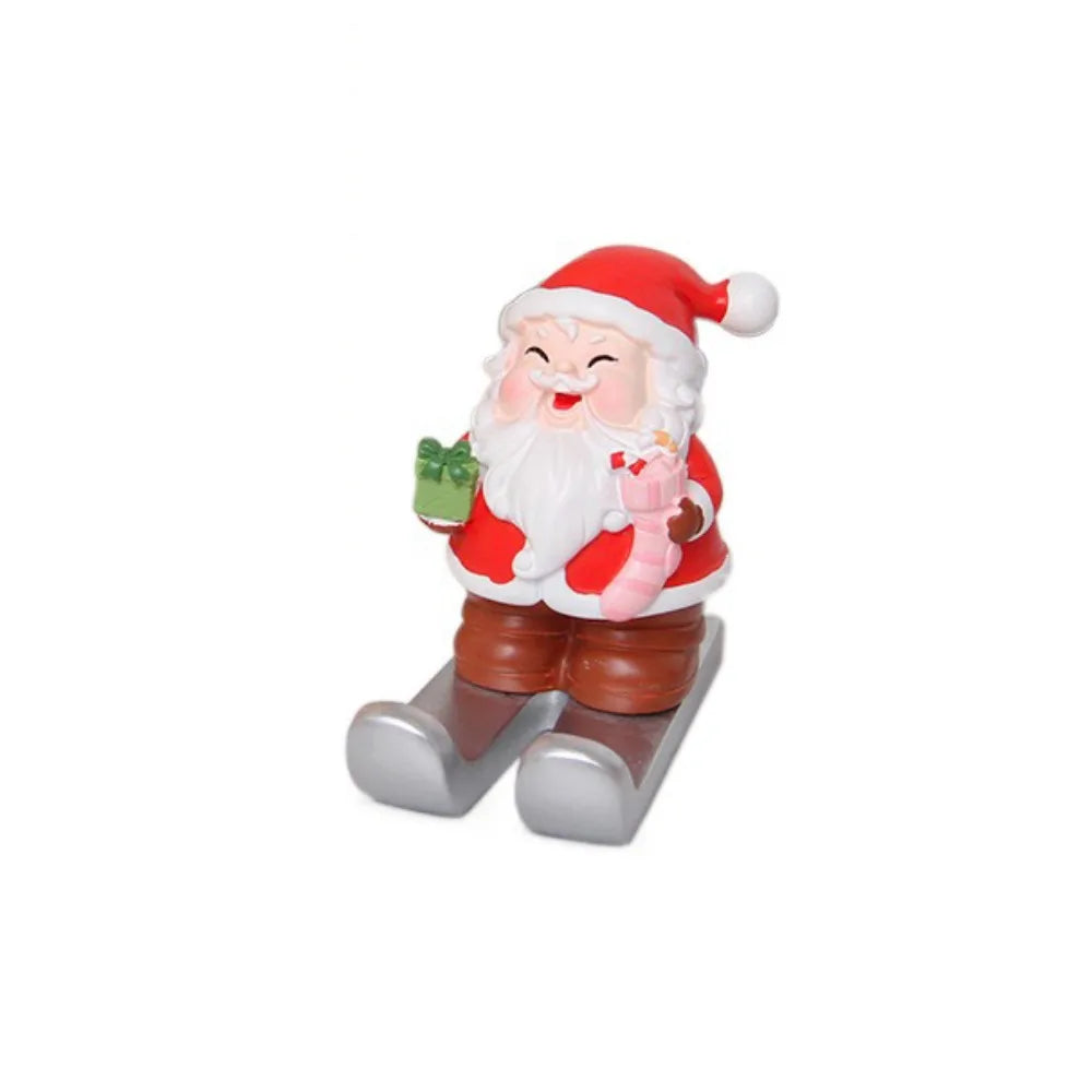 Christmas Style Santa Claus Phone Holder Cartoon Snowman/Penguin/Elk Phone Stand Resin Simulation Phone Support Home Desk