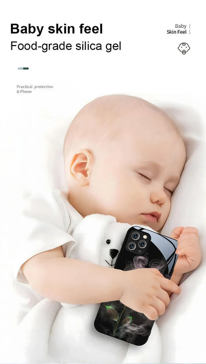 Suitable For [iPhone 11 12 13 14 15 16 Pro Max Plus Mini] Glass Phone Case Cover,Protect Soft Cover Cases