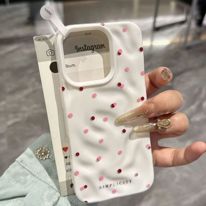 Love Polka Dot Texture Phone Case For iPhone 15 16 17 Pro Max Cases for iPhone 13 14 12 11 Pro 16 Plus 17 Air Shockproof Cover