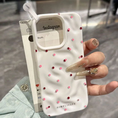 Love Polka Dot Texture Phone Case For iPhone 15 16 17 Pro Max Cases for iPhone 13 14 12 11 Pro 16 Plus 17 Air Shockproof Cover