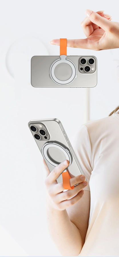 Strong Magnetic Phone Holder For iPhone 16 15 14 13 Series with Silicone Lanyard Dropproof Cover Magnetic 360° Rotatable Stand