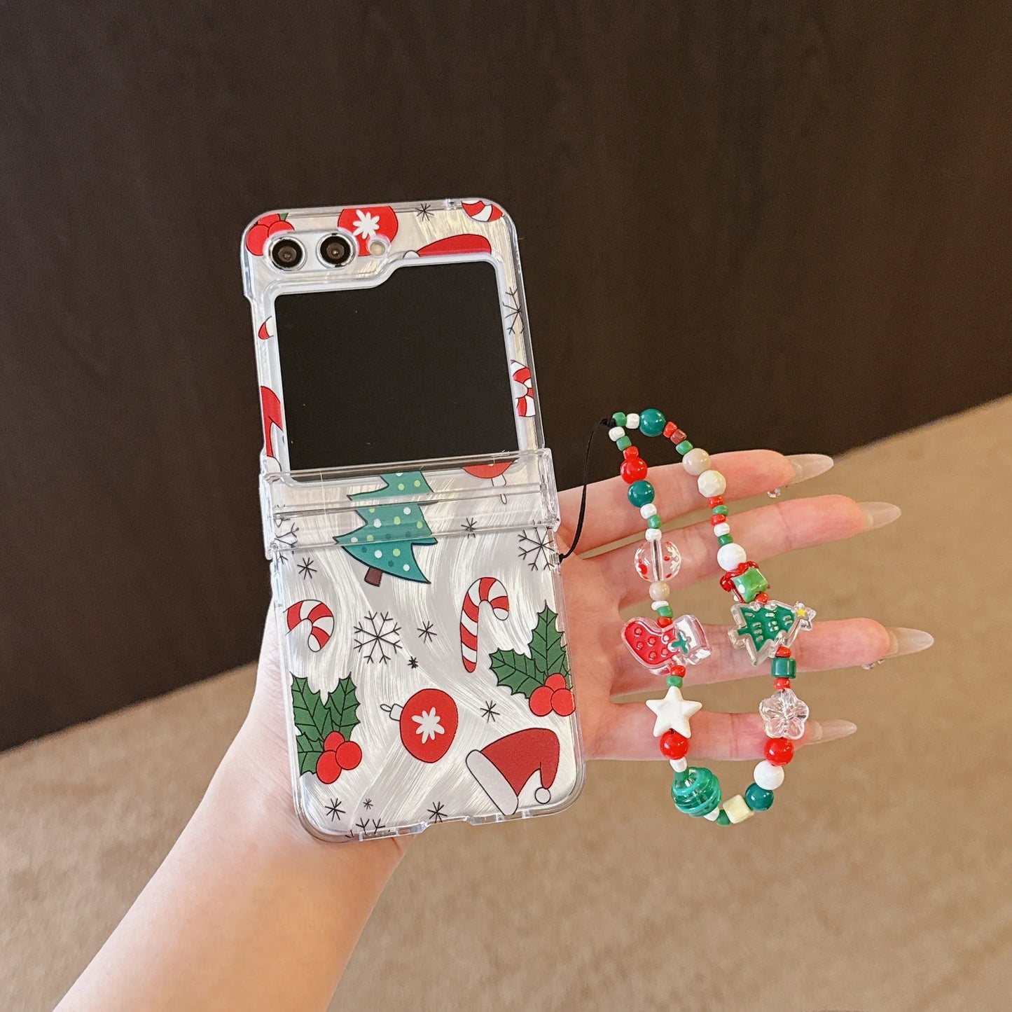 Cartoon Christmas Element Pattern Folding Phone Case for Galaxy Z Flip 3 4 5 6 Cute Phone Accessories Christmas Gift