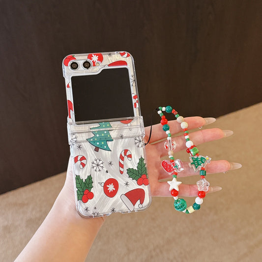 Cartoon Christmas Element Pattern Folding Phone Case for Galaxy Z Flip 3 4 5 6 Cute Phone Accessories Christmas Gift