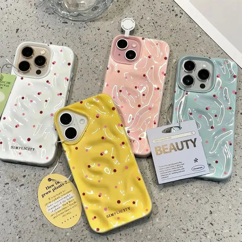 Love Polka Dot Texture Phone Case For iPhone 15 16 17 Pro Max Cases for iPhone 13 14 12 11 Pro 16 Plus 17 Air Shockproof Cover