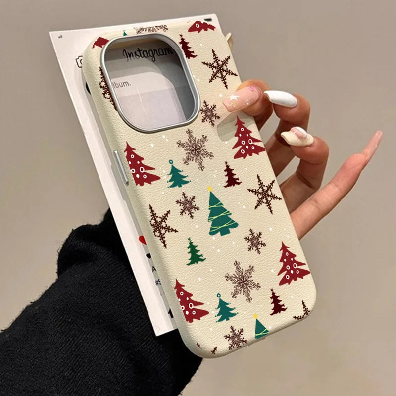 Christmas Tree Graphic Phone Case For iPhone 17 16 15 14 13 12 11 Pro Max X XR XS SE2 8 7 Plus Pro Air Matte Leather Back Cover