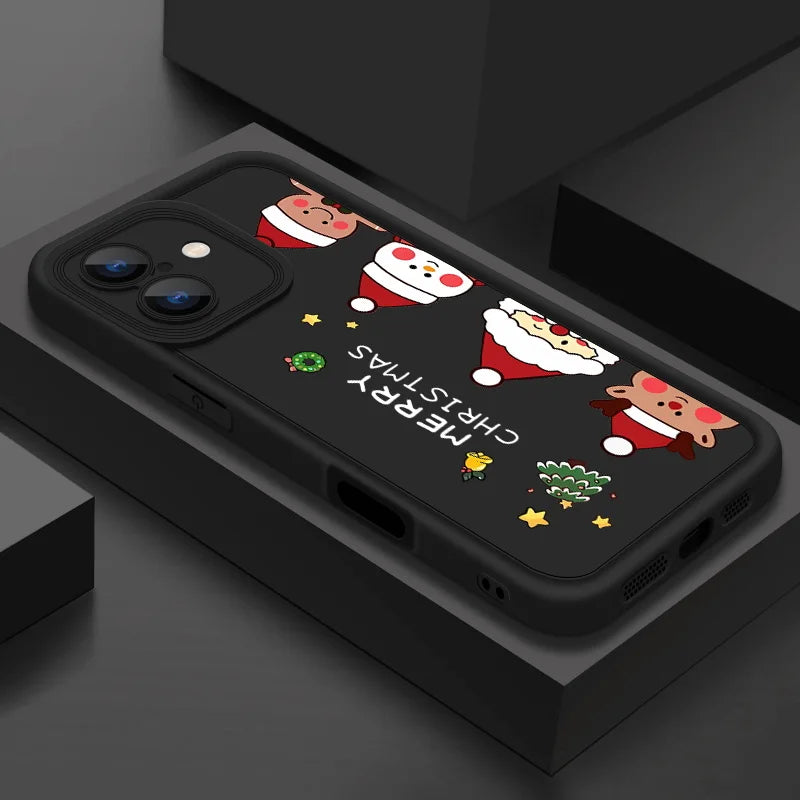 Merry Christmas Phone Case For iPhone 16e 16 Pro Max 15 14 Plus 13 12 Pro Max 11 Soft TPU Silicone Back Cover New Year Gift