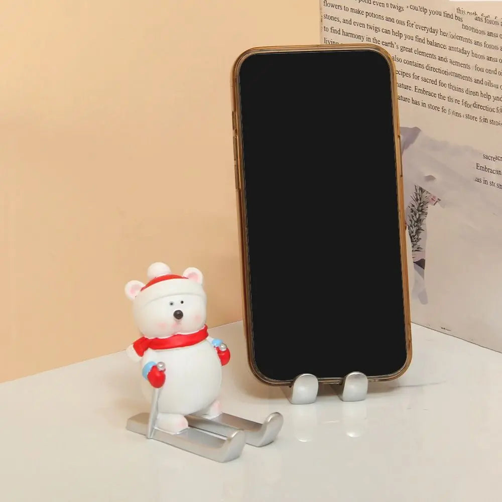 Christmas Style Santa Claus Phone Holder Cartoon Snowman/Penguin/Elk Phone Stand Resin Simulation Phone Support Home Desk