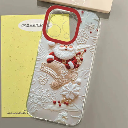 Christmas Tree Santa Claus Clear Phone Case For iPhone 16 Cases iPhone 17 Air 14 12 13 15 Pro Max XS X XR 8 7 Plus TPU Cover