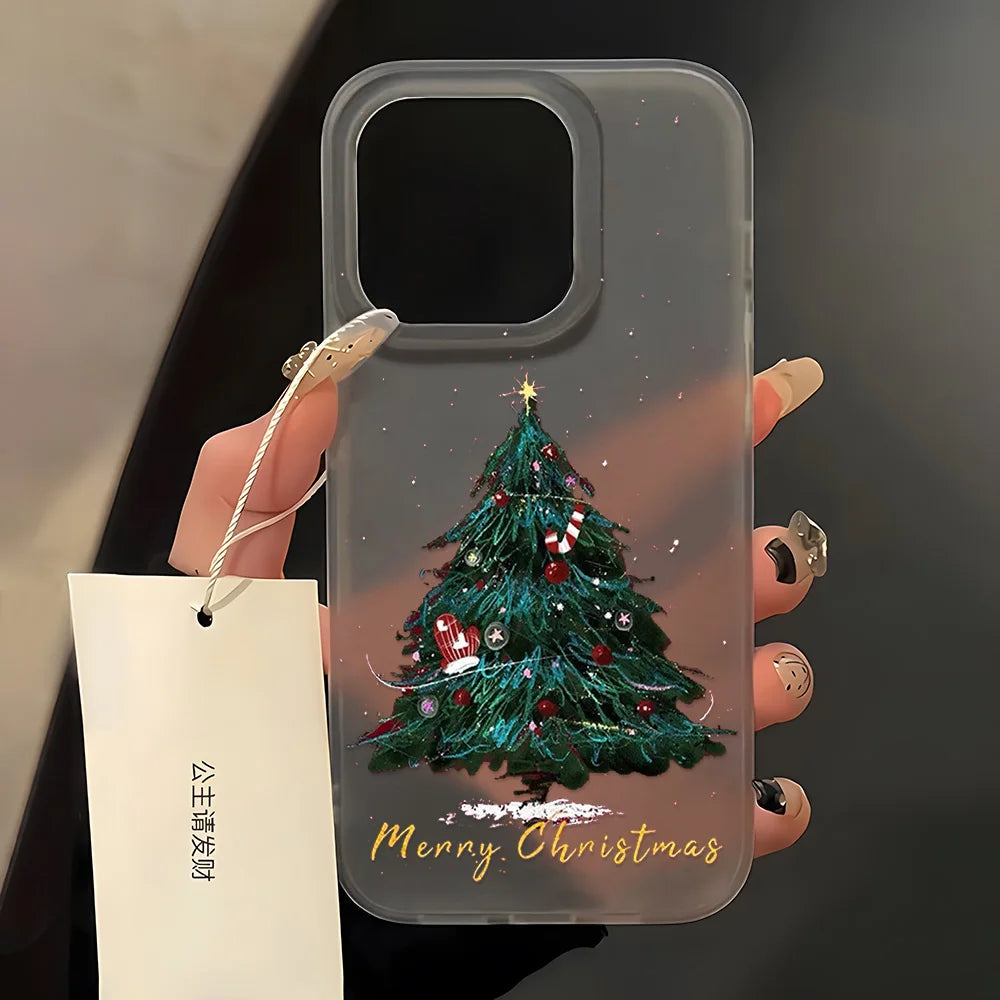 Christmas Cartoon Cute Phone Case For iPhone 11 Case iPhone 13 12 14 15 16 Pro Max Plus 12 13Mini Shockproof Soft Silicone Cover
