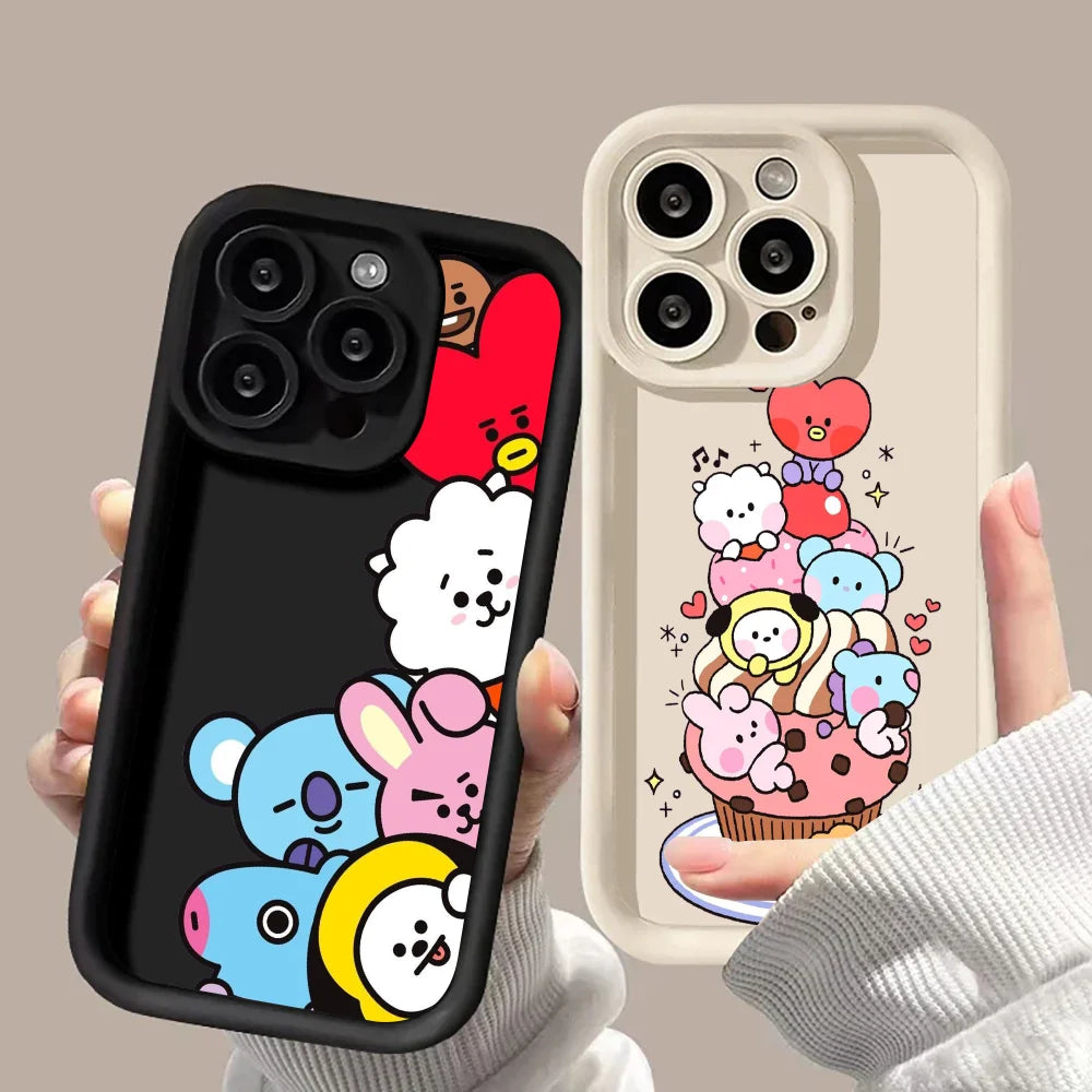 K-POP phone case FUNDA Phone Case For iPhone 16 12 13 14 Fashion 15 Pro Max Plus B-BT21S Lens Circle