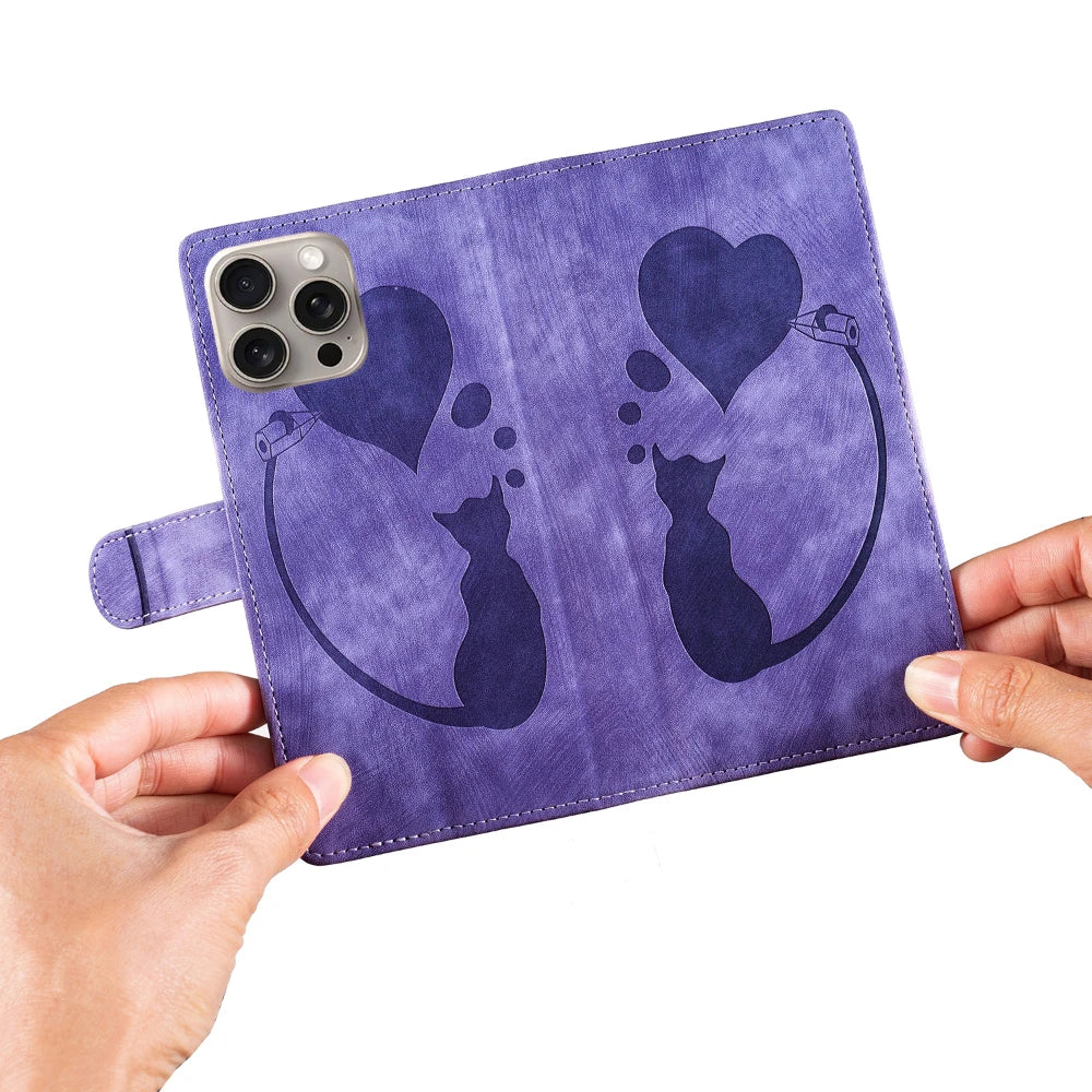 i Phone 17 Flip Case for Coque iPhone 15 16 14 13 12 11 Pro Max iPhon 15 Plus Cases Cute Cat Butterfly Leather Wallet Back Cover