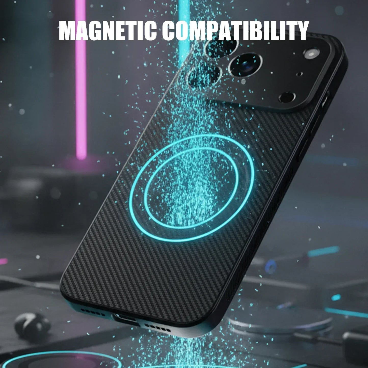 Magnetic Carbon Fiber Phone Case For iPhone 17 Pro Max 17Pro 17Air Cases For Magsafe Wireless Charge Protective Shell Back Cover