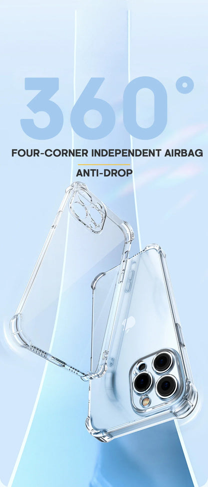 Shockproof Silicone Clear Phone Case For iPhone 13 11 12 14 17 Pro Max Mini Lens Protection Back Case For iPhone 15 16 PRO XS XR