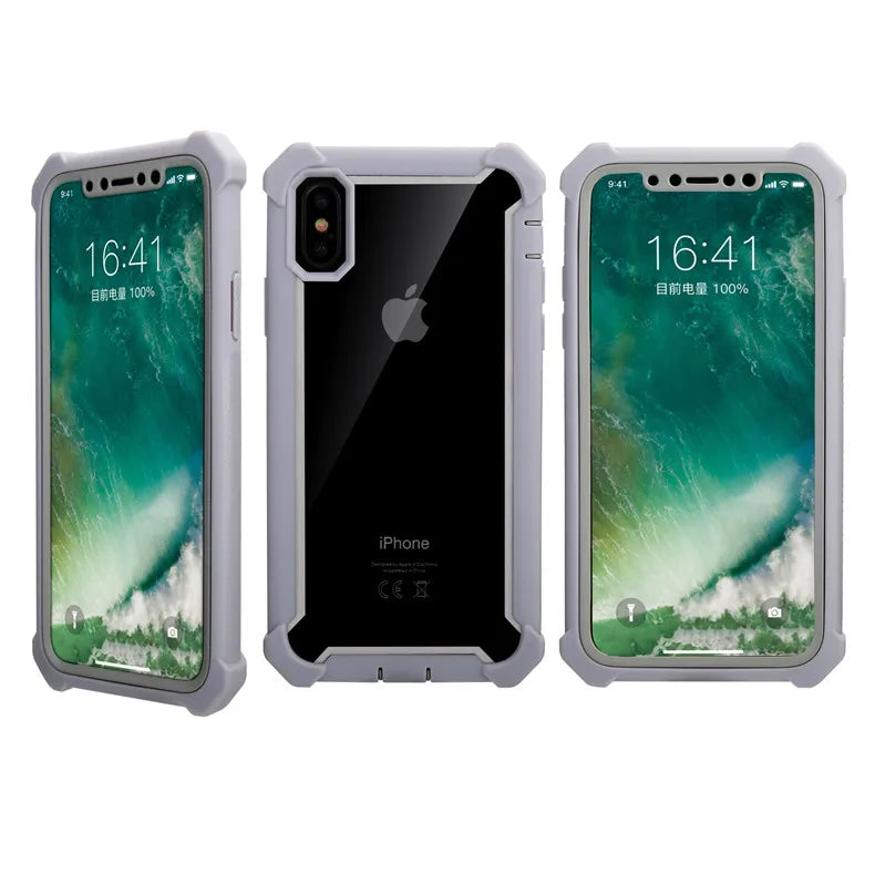 Heavy Duty Protection Urban Doom Armor PC+TPU Case for iPhone 16 15 14 13 12 11 Pro Max Plus Transparent Shockproof Cover