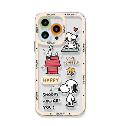 Cute Snoopy Phone Case for Iphone 17 16 15 Pro Max 11 12 13 14 Pro Max 16 14 Plus 12 13 Mini 17 Pro Clear Transparent Soft Cover