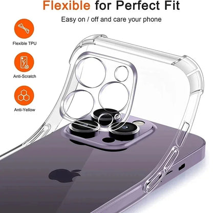 Shockproof Silicone Clear Phone Case For iPhone 13 11 12 14 17 Pro Max Mini Lens Protection Back Case For iPhone 15 16 PRO XS XR