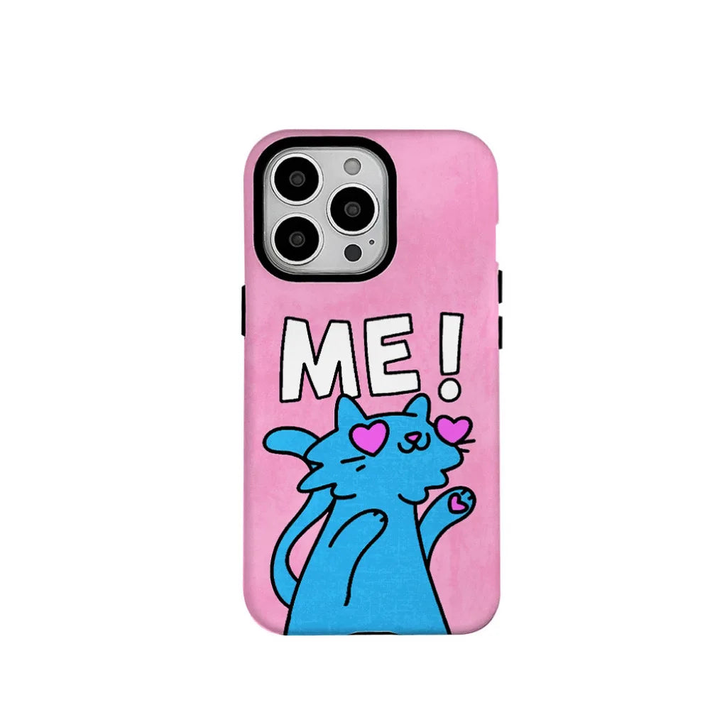 Funny Love Pink Cat Phone Case for IPHONE 16 15PRO MAX 14 13 12 11 PRO 14 Plus XR XS Acrylic TPU Two in One Mobile Phone Cases
