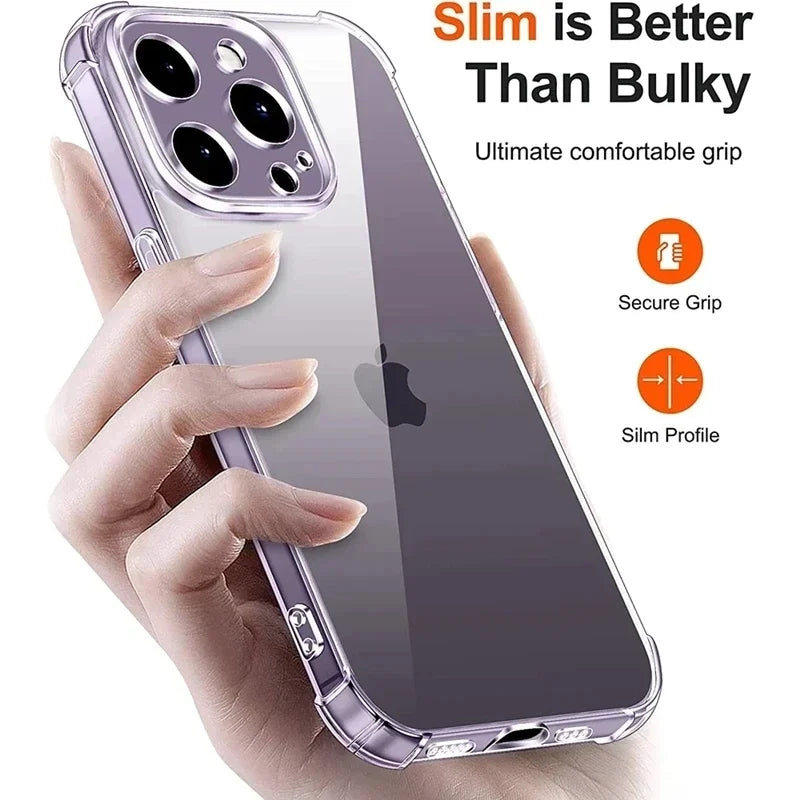 Shockproof Silicone Clear Phone Case For iPhone 13 11 12 14 17 Pro Max Mini Lens Protection Back Case For iPhone 15 16 PRO XS XR